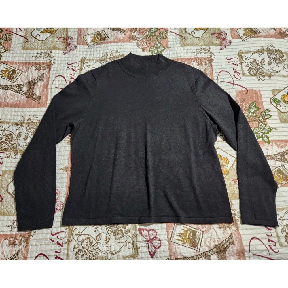 PENDLETON Women's Knit Top Halter Neck Long Sleeve Silk Stretch Black Size L